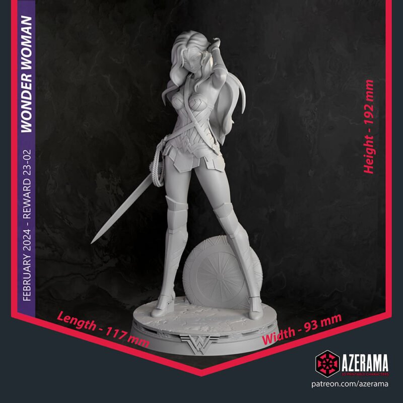 Wonder Woman Resin Print Ready for 3D Printing